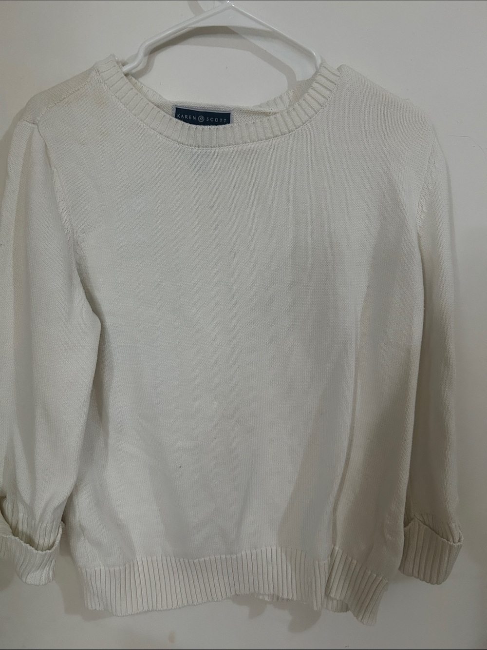 Karen Scott White Crewneck Pullover Sweater